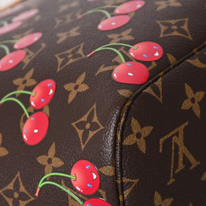 新品同様 LOUIS VUITTON ルイヴィトン TM 村上隆 ネヴァーフルMM トートバッグ M13263 モノグラムチェリー ブラウン 中古 4a004415