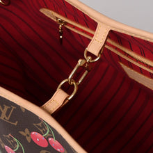 画像をギャラリービューアに読み込む, 新品同様 LOUIS VUITTON ルイヴィトン TM 村上隆 ネヴァーフルMM トートバッグ M13263 モノグラムチェリー ブラウン 中古 4a004415