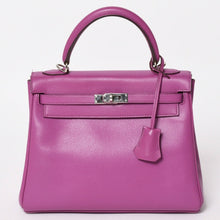 画像をギャラリービューアに読み込む, 極美品 HERMES エルメス KELLY ケリー 25 2WAY ハンドバッグ 外縫い ヴォーエプソン パープル シルバー金具 ◻︎I刻印 中古 4a004506