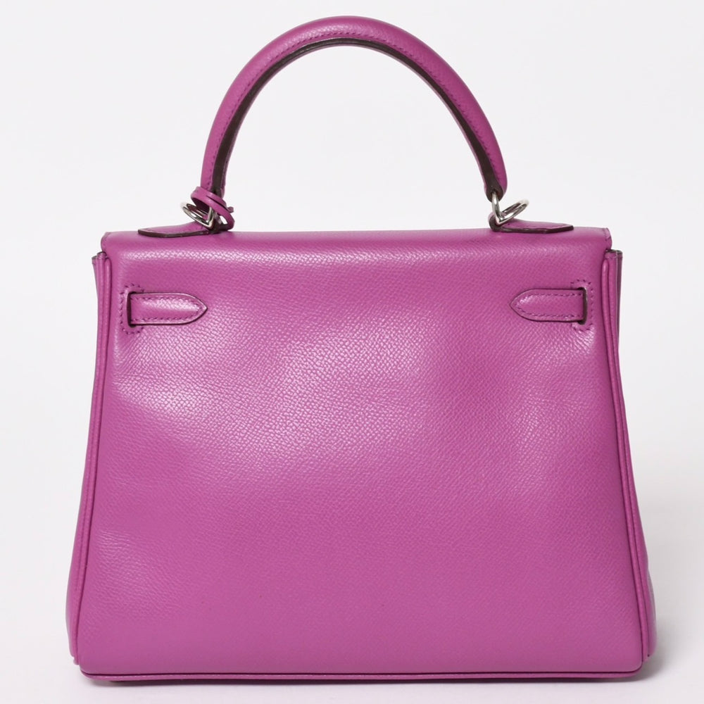 極美品 HERMES エルメス KELLY ケリー 25 2WAY ハンドバッグ 外縫い ヴォーエプソン パープル シルバー金具 ◻︎I刻印 中古 4a004506