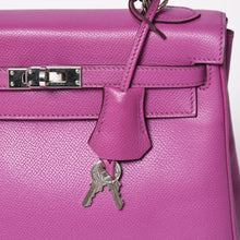 画像をギャラリービューアに読み込む, 極美品 HERMES エルメス KELLY ケリー 25 2WAY ハンドバッグ 外縫い ヴォーエプソン パープル シルバー金具 ◻︎I刻印 中古 4a004506