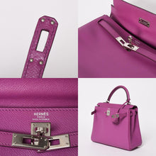 画像をギャラリービューアに読み込む, 極美品 HERMES エルメス KELLY ケリー 25 2WAY ハンドバッグ 外縫い ヴォーエプソン パープル シルバー金具 ◻︎I刻印 中古 4a004506