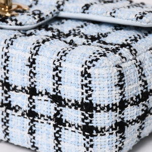 新品未使用 CHANEL シャネル ミニマトラッセ20 Sフラップ Sチェーンショルダーバッグ ココマーク ツイード ブルー系 中古 4a004416