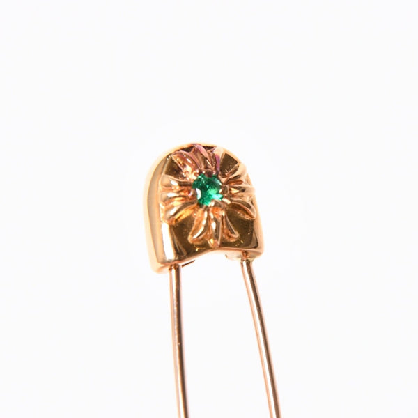 新品未使用 CHROME HEARTS クロムハーツ 22K パヴェダイヤ スモール セーフティピン IP ダイヤモンド グリーン 重量約3,2g 22K中古 4a007287