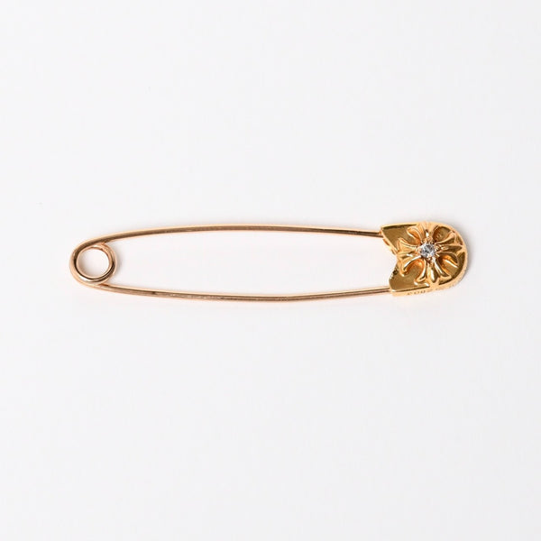 極美品 CHROME HEARTS クロムハーツ 22K パヴェダイヤ スモール セーフティピン IP ダイヤモンド 重量約6,5g 22K中古 4a007289