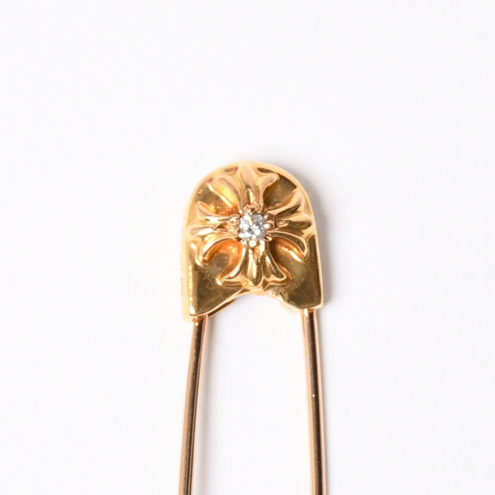 極美品 CHROME HEARTS クロムハーツ 22K パヴェダイヤ スモール セーフティピン IP ダイヤモンド 重量約6,5g 22K中古 4a007289