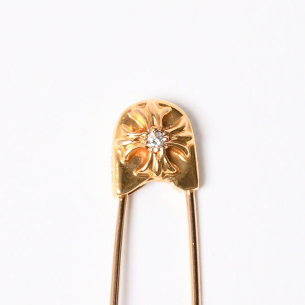 極美品 CHROME HEARTS クロムハーツ 22K パヴェダイヤ スモール セーフティピン IP ダイヤモンド 重量約6,5g 22K中古 4a007289