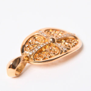 極美品 CHROME HEARTS クロムハーツ 22K TINY CLASSIC OVAL CROSS タイニークラシックオーバルクロス ペンダントトップ 重量約7.35g 中古 4a007279