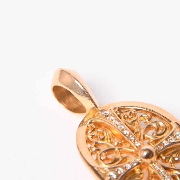 極美品 CHROME HEARTS クロムハーツ 22K TINY CLASSIC OVAL CROSS タイニークラシックオーバルクロス ペンダントトップ 重量約7.35g 中古 4a007279