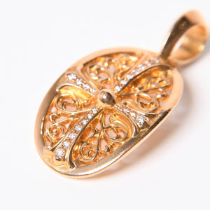 極美品 CHROME HEARTS クロムハーツ 22K TINY CLASSIC OVAL CROSS タイニークラシックオーバルクロス ペンダントトップ 重量約7.35g 中古 4a007279