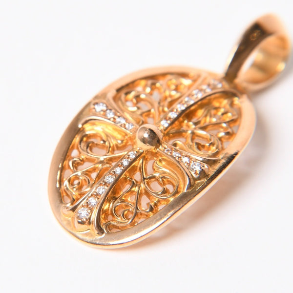 極美品 CHROME HEARTS クロムハーツ 22K TINY CLASSIC OVAL CROSS タイニークラシックオーバルクロス ペンダントトップ 重量約7.35g 中古 4a007279