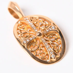 極美品 CHROME HEARTS クロムハーツ 22K TINY CLASSIC OVAL CROSS タイニークラシックオーバルクロス ペンダントトップ 重量約7.35g 中古 4a007279