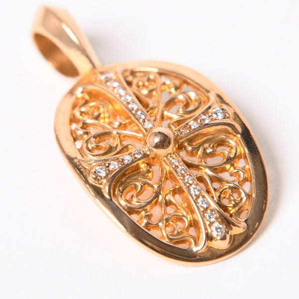 極美品 CHROME HEARTS クロムハーツ 22K TINY CLASSIC OVAL CROSS タイニークラシックオーバルクロス ペンダントトップ 重量約7.35g 中古 4a007279