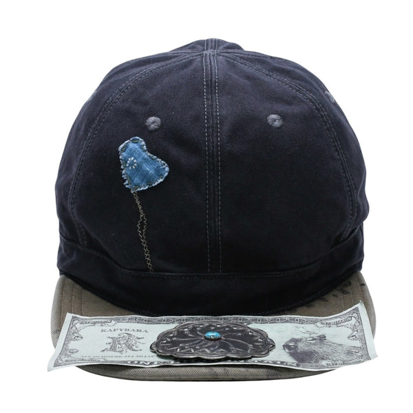 New and unused KAPITAL CHINO BRIMFIELD CAP Chino Brimfield Cap K2509XH514 ONE SIZE Khaki Black Used 4a004428