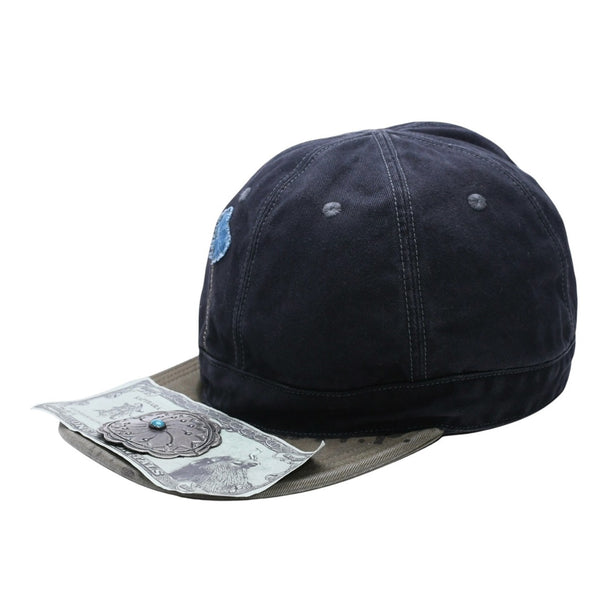New and unused KAPITAL CHINO BRIMFIELD CAP Chino Brimfield Cap K2509XH514 ONE SIZE Khaki Black Used 4a004428