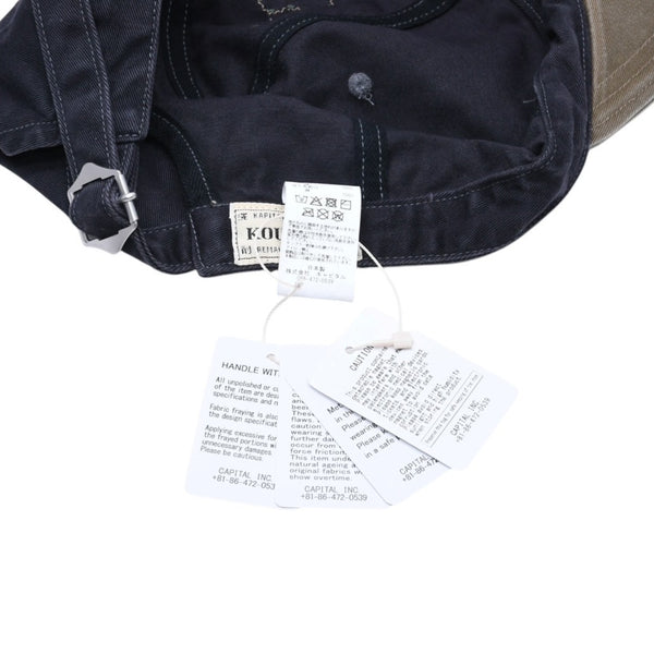New and unused KAPITAL CHINO BRIMFIELD CAP Chino Brimfield Cap K2509XH514 ONE SIZE Khaki Black Used 4a004428