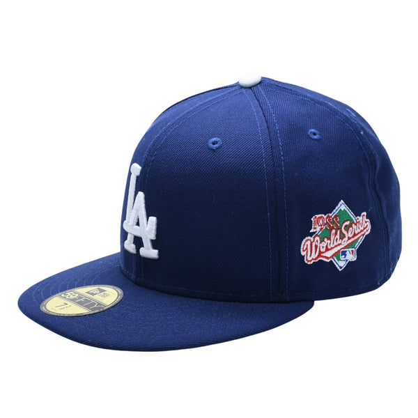 NEW ERA ニューエラ キャップ 帽子 MLB WORLD SERIES WOOL FITTED 59FIFTY COLLECTION ブルー ホワイト サイズ7 3/8 美品 中古 4a004129
