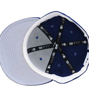 NEW ERA ニューエラ キャップ 帽子 MLB WORLD SERIES WOOL FITTED 59FIFTY COLLECTION ブルー ホワイト サイズ7 3/8 美品 中古 4a004129