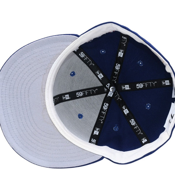 NEW ERA ニューエラ キャップ 帽子 MLB WORLD SERIES WOOL FITTED 59FIFTY COLLECTION ブルー ホワイト サイズ7 3/8 美品 中古 4a004129