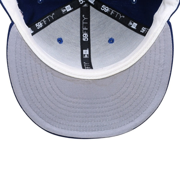 NEW ERA ニューエラ キャップ 帽子 MLB WORLD SERIES WOOL FITTED 59FIFTY COLLECTION ブルー ホワイト サイズ7 3/8 美品 中古 4a004129