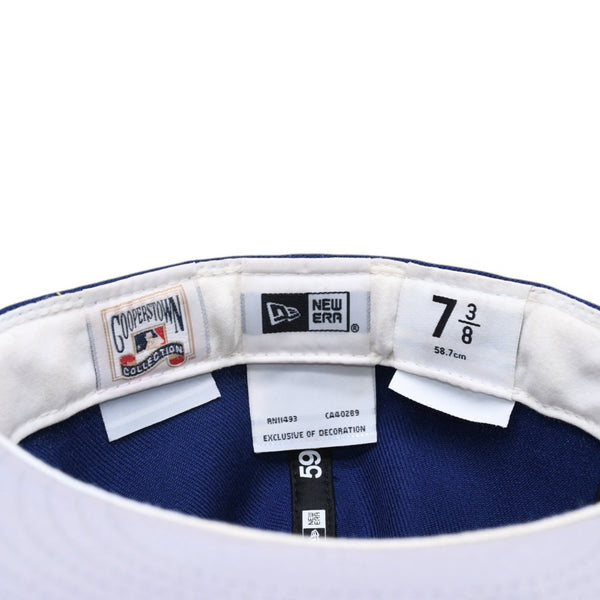 NEW ERA ニューエラ キャップ 帽子 MLB WORLD SERIES WOOL FITTED 59FIFTY COLLECTION ブルー ホワイト サイズ7 3/8 美品 中古 4a004129