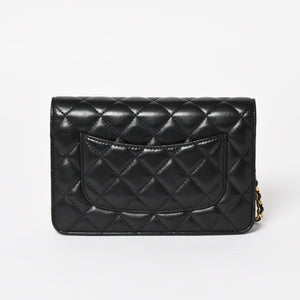 Very Good Condition CHANEL Matelasse Chain Shoulder Wallet Black No. 29 Lambskin Used 4a004343