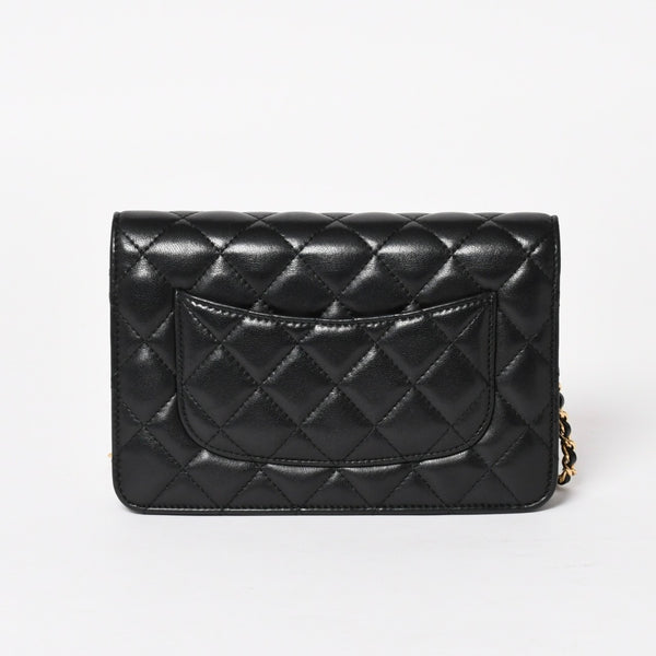 Very Good Condition CHANEL Matelasse Chain Shoulder Wallet Black No. 29 Lambskin Used 4a004343