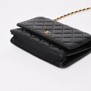 Very Good Condition CHANEL Matelasse Chain Shoulder Wallet Black No. 29 Lambskin Used 4a004343