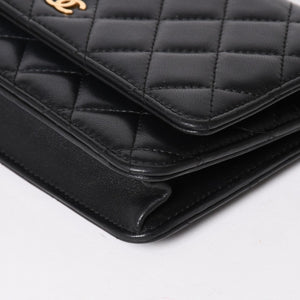 Very Good Condition CHANEL Matelasse Chain Shoulder Wallet Black No. 29 Lambskin Used 4a004343