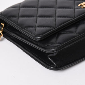 Very Good Condition CHANEL Matelasse Chain Shoulder Wallet Black No. 29 Lambskin Used 4a004343