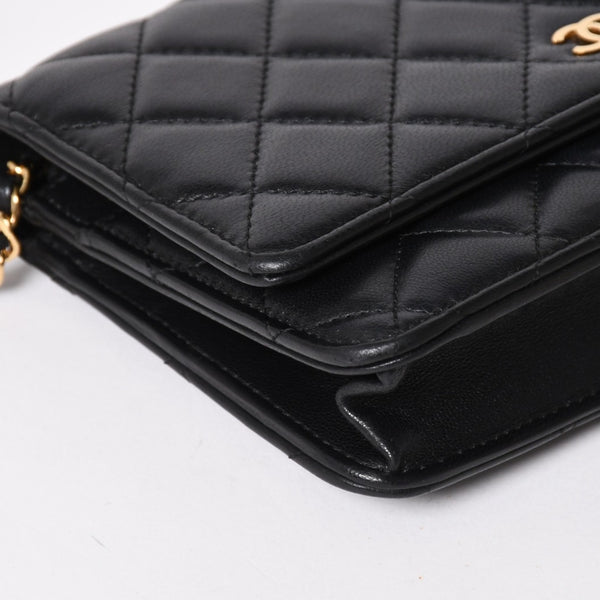 Very Good Condition CHANEL Matelasse Chain Shoulder Wallet Black No. 29 Lambskin Used 4a004343
