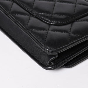 Very Good Condition CHANEL Matelasse Chain Shoulder Wallet Black No. 29 Lambskin Used 4a004343