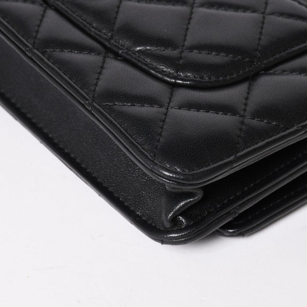 Very Good Condition CHANEL Matelasse Chain Shoulder Wallet Black No. 29 Lambskin Used 4a004343
