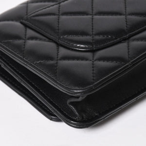 Very Good Condition CHANEL Matelasse Chain Shoulder Wallet Black No. 29 Lambskin Used 4a004343