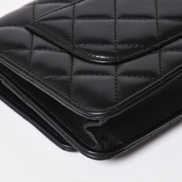 Very Good Condition CHANEL Matelasse Chain Shoulder Wallet Black No. 29 Lambskin Used 4a004343