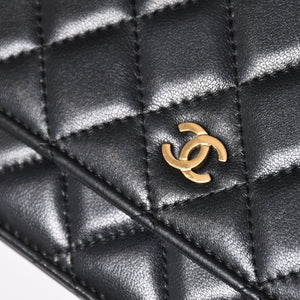 Very Good Condition CHANEL Matelasse Chain Shoulder Wallet Black No. 29 Lambskin Used 4a004343