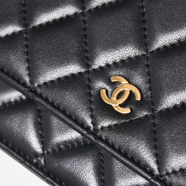 Very Good Condition CHANEL Matelasse Chain Shoulder Wallet Black No. 29 Lambskin Used 4a004343
