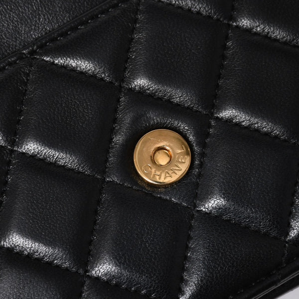 Very Good Condition CHANEL Matelasse Chain Shoulder Wallet Black No. 29 Lambskin Used 4a004343