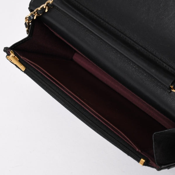 Very Good Condition CHANEL Matelasse Chain Shoulder Wallet Black No. 29 Lambskin Used 4a004343