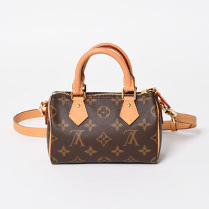 極美品 LOUIS VUITTON ルイヴィトン ナノ・スピーディ モノグラム M81085 ブラウン 2WAY ショルダーバッグ ハンドバッグ 中古 4a004358