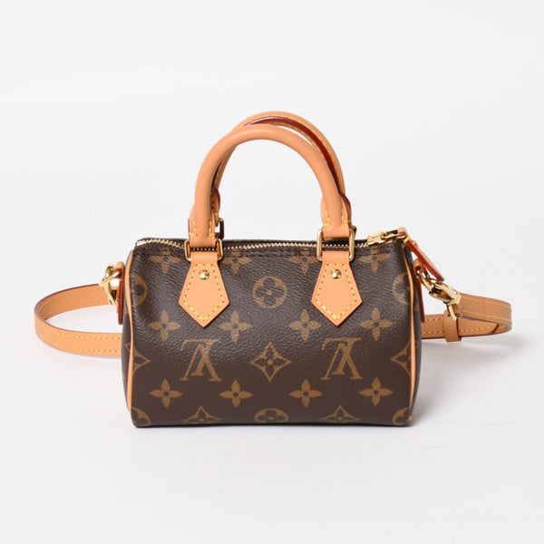 極美品 LOUIS VUITTON ルイヴィトン ナノ・スピーディ モノグラム M81085 ブラウン 2WAY ショルダーバッグ ハンドバッグ 中古 4a004358