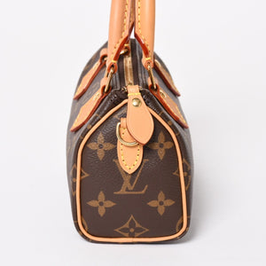 極美品 LOUIS VUITTON ルイヴィトン ナノ・スピーディ モノグラム M81085 ブラウン 2WAY ショルダーバッグ ハンドバッグ 中古 4a004358