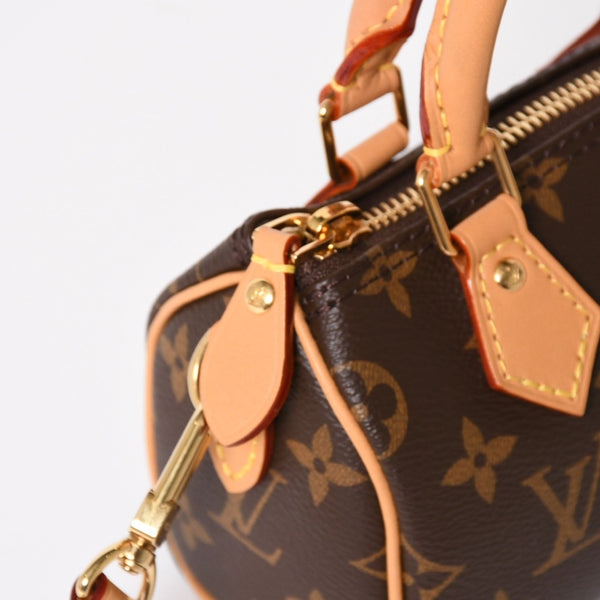 極美品 LOUIS VUITTON ルイヴィトン ナノ・スピーディ モノグラム M81085 ブラウン 2WAY ショルダーバッグ ハンドバッグ 中古 4a004358