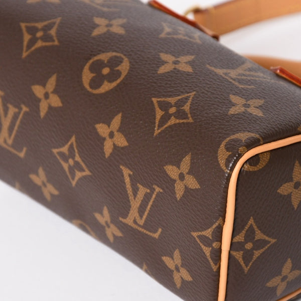 極美品 LOUIS VUITTON ルイヴィトン ナノ・スピーディ モノグラム M81085 ブラウン 2WAY ショルダーバッグ ハンドバッグ 中古 4a004358