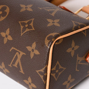極美品 LOUIS VUITTON ルイヴィトン ナノ・スピーディ モノグラム M81085 ブラウン 2WAY ショルダーバッグ ハンドバッグ 中古 4a004358