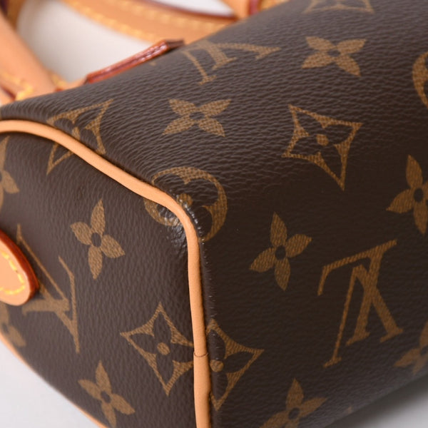 極美品 LOUIS VUITTON ルイヴィトン ナノ・スピーディ モノグラム M81085 ブラウン 2WAY ショルダーバッグ ハンドバッグ 中古 4a004358
