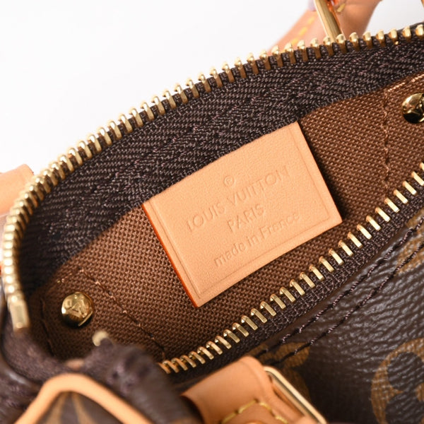 極美品 LOUIS VUITTON ルイヴィトン ナノ・スピーディ モノグラム M81085 ブラウン 2WAY ショルダーバッグ ハンドバッグ 中古 4a004358