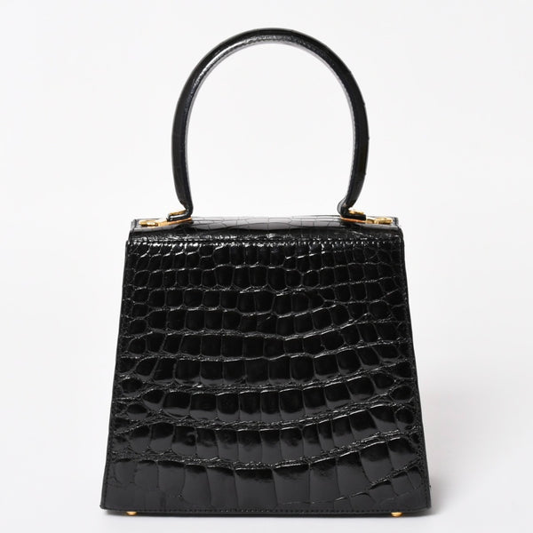 Salvatore Ferragamo Gancini Handbag AK 4790 Leather Black Good Condition Used 4a004399