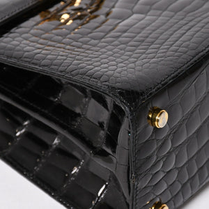 Salvatore Ferragamo Gancini Handbag AK 4790 Leather Black Good Condition Used 4a004399