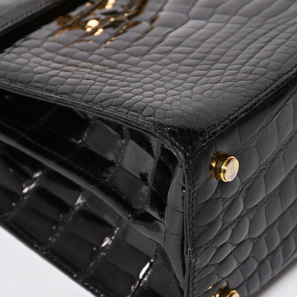 Salvatore Ferragamo Gancini Handbag AK 4790 Leather Black Good Condition Used 4a004399